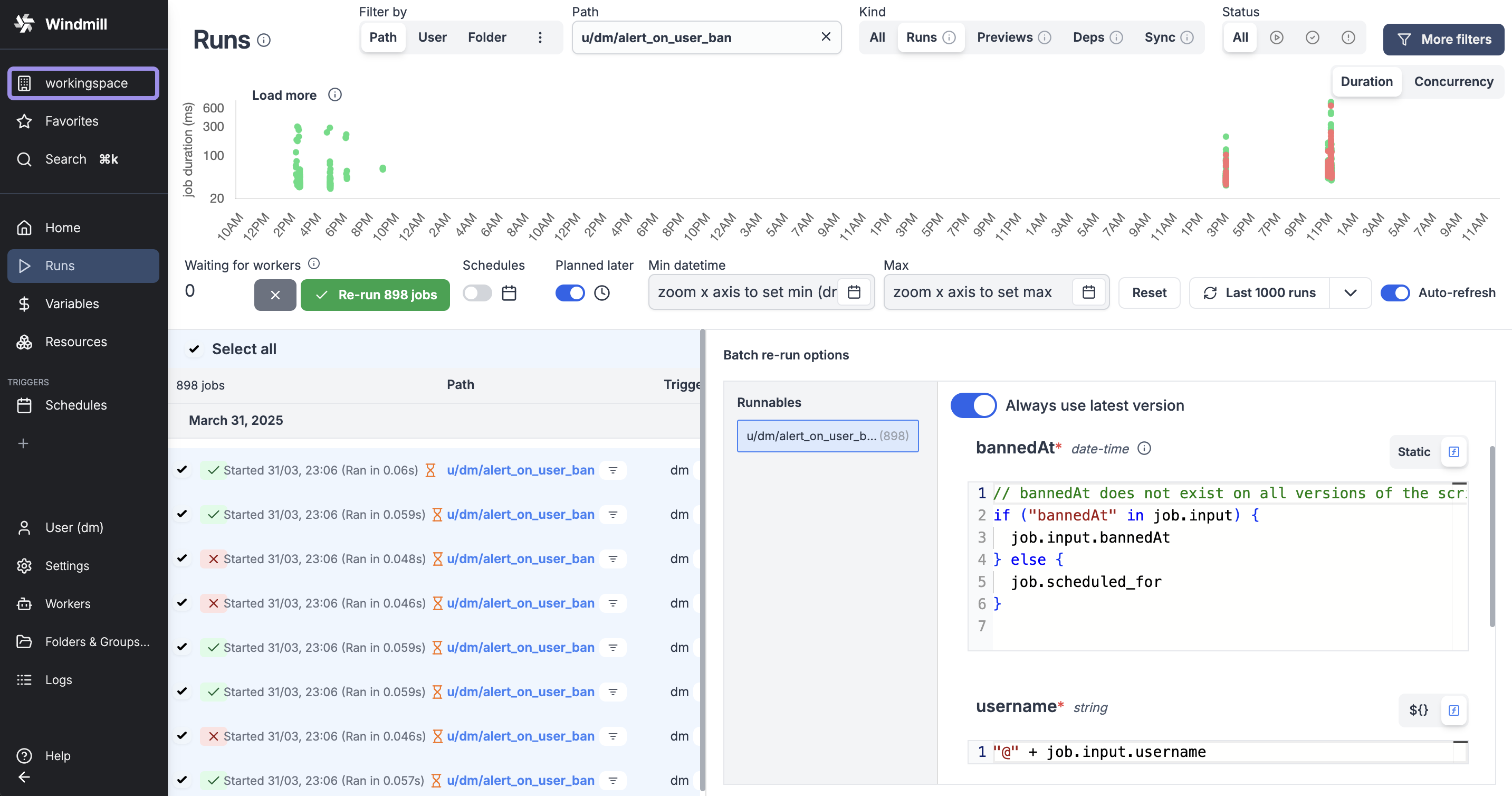Batch re-run Example