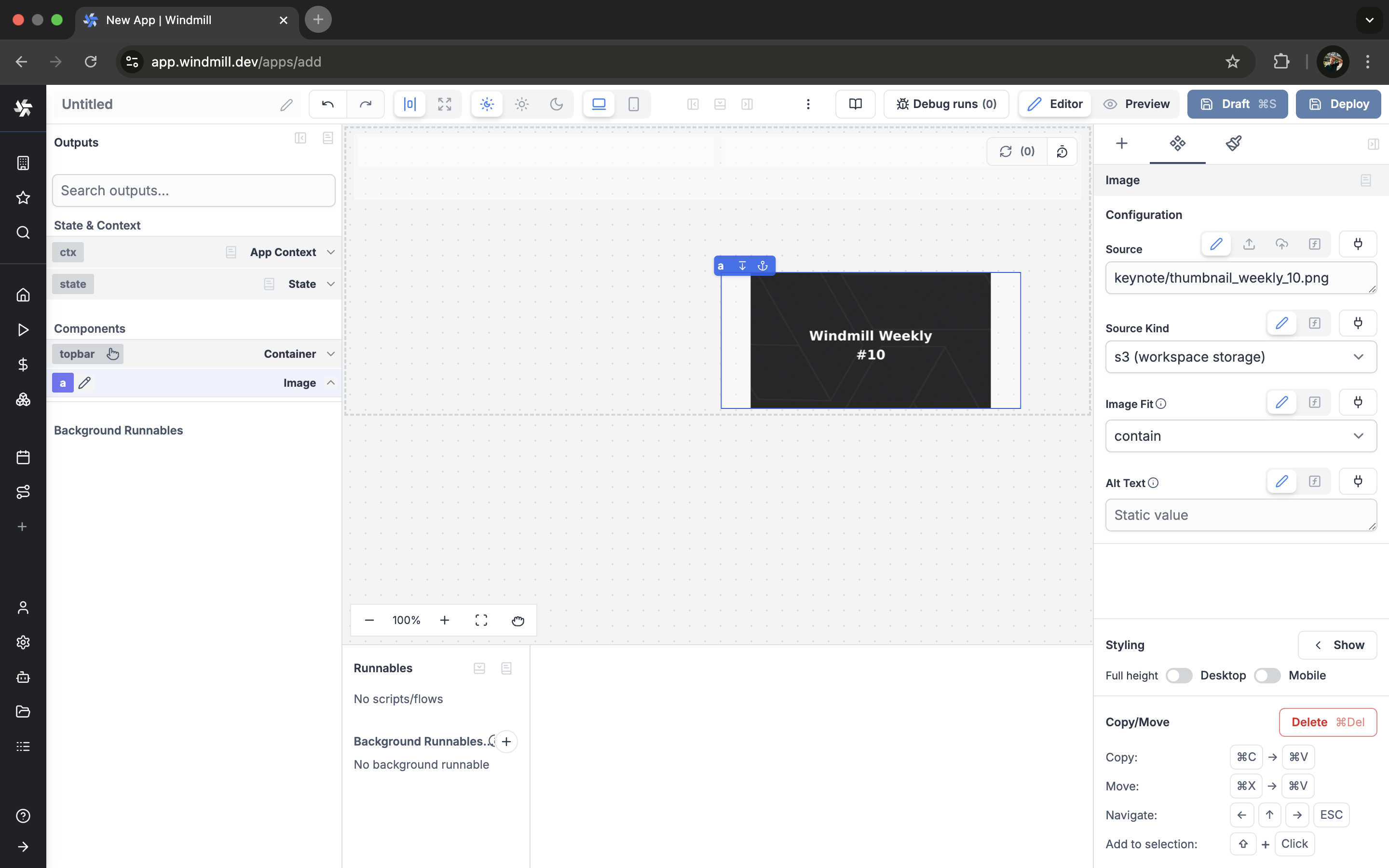 Pick image from workspace storage